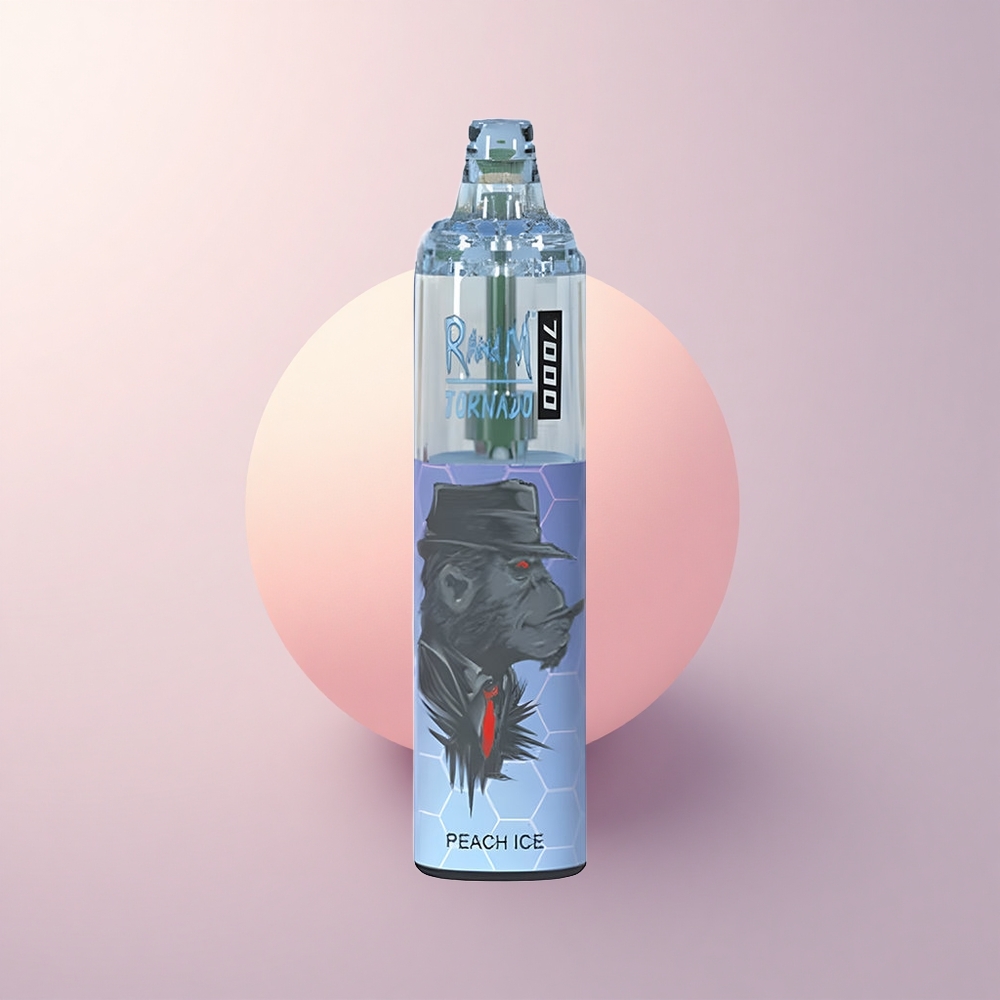 RandM Fumot Tornado 7000 Puffs 桃の氷 850mAh メッシュコイル