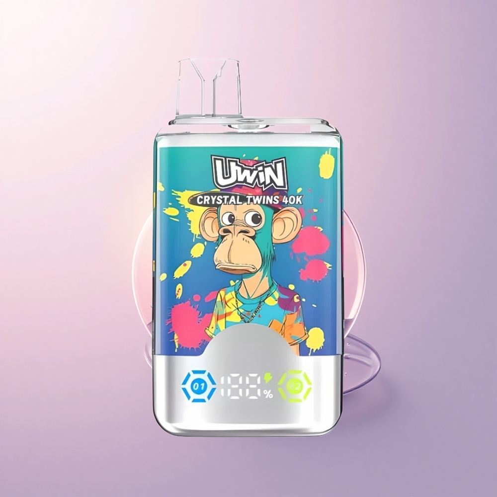 Uwin Crystal Twins 40000 Puffs ブルーベリーオンアイスサマーピーチアイス デュアルフレーバー 850mAh