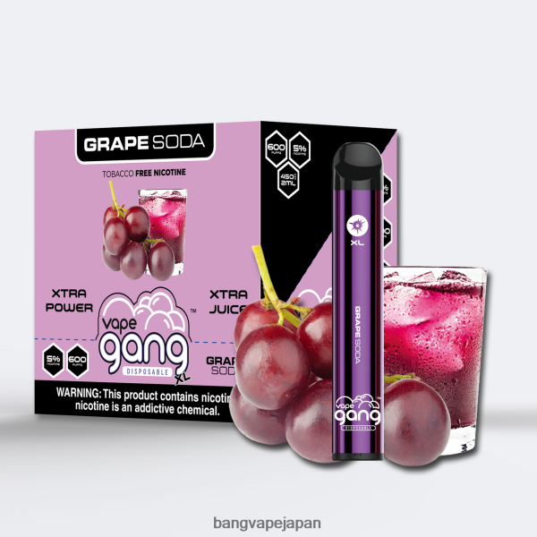 Bang Box Disposable Vape - Vape Gang XL 使い捨てベイプ 600 パフ (10 個入り箱) 6D4N0671 グレープソーダ