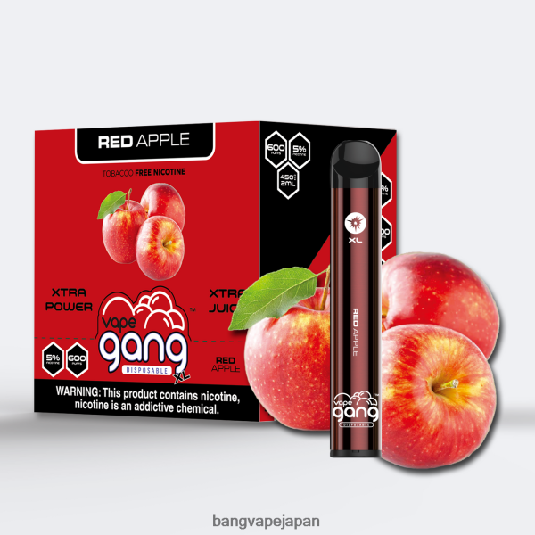 Bang Vape Japan - Vape Gang XL 使い捨てベイプ 600 パフ (10 個入り箱) 6D4N0673 赤いリンゴ